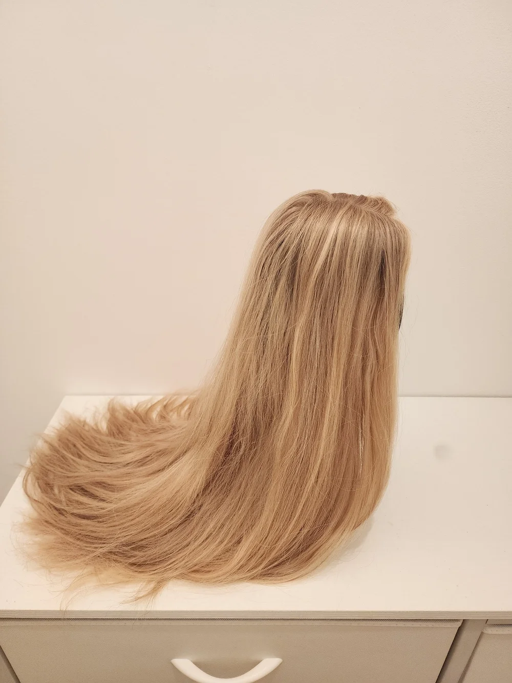 Gardeaux Wigs Topper Rooted Blonde 24 In Long 8x8 Cap 100% Human Hair Silk Top